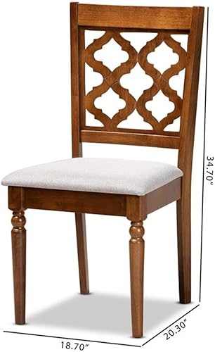 Miniatura 3 de BOWERY HILL Juego de sillas de comedor de 2 piezas de madera tapizada gris y acabado marrón