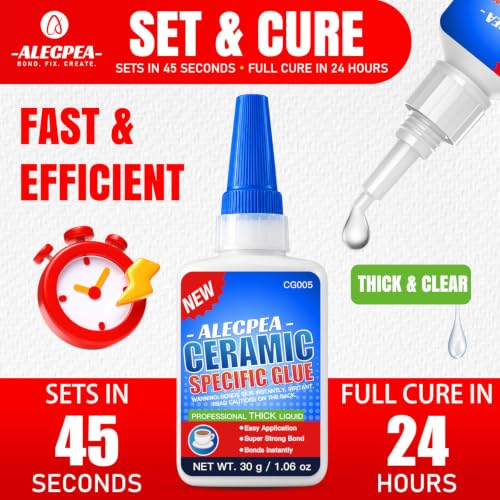 Image of ALECPEA Ceramic Glue Repair, 30g Thick Porcelain Glue with 3 Precision Droppers