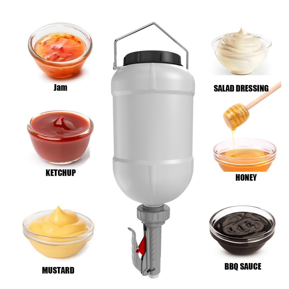 Dispenser per Condimenti da Appendere, 5,5 L, per Senape, Insalata, Ketchup, Maionese, Grigio
