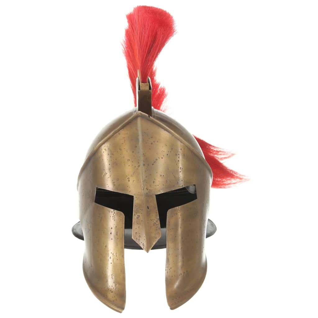 vidaXL Elmo da Cavaliere Medievale Greco LARP Armatura per Guerriero Corazza Protezione Testa Riproduzione Medievale in Acciaio Ottone