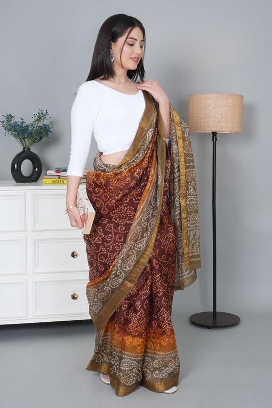 Image of Mlada V-Neck Stretchable Saree Blouse Top for Women | Slim Fit 3 /4th Sleeves Solid Cotton Blouses | Readymade Saree Blouses for Women Festive & Ethnic | Blouse Crop Top