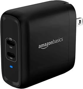 Amazon Basics 36W Two-Port USB-C Wall Charger for Tablets and Phones with Power Delivery - Black