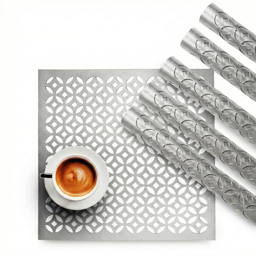 Image of Heart Home Leather Table Mats Set of 6 | Reusable Kitchen Dining Table Mat for Party, Wedding and Family Functions | Square Shape - Silver