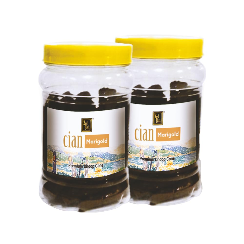 Zed Black Dhoop Cones Cian Marigold in Jar Packing Incense Dhoop Cones | Combo Assorted Dhoop – Pack of 2