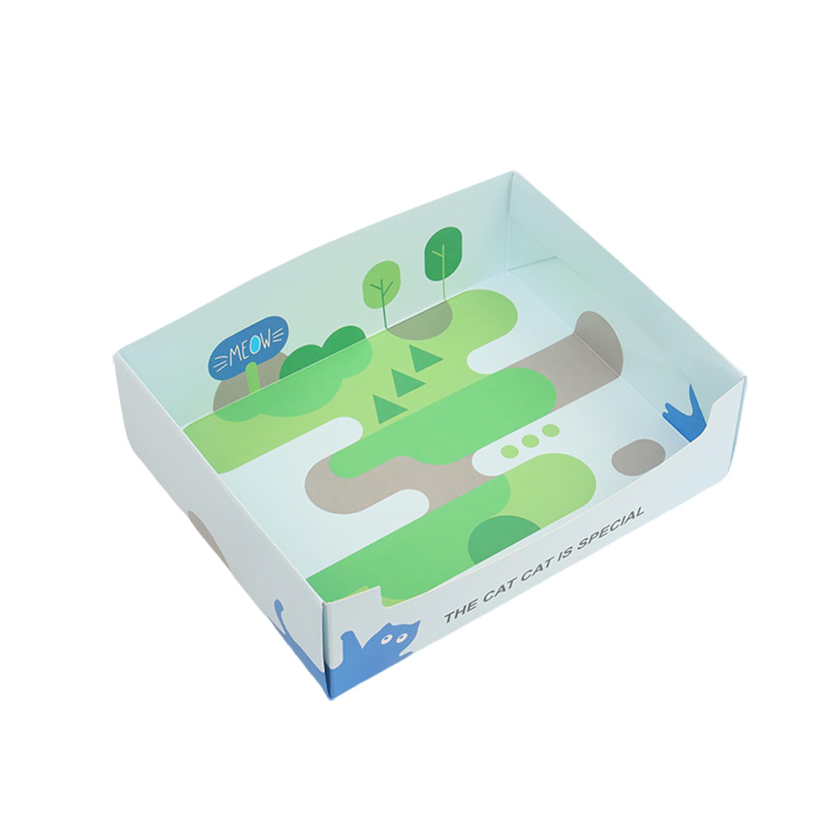 Single-Use Foldable Cardboard Cat Litter Box for Travel and Home, Portable Disposable Litter Tray with Moisture Barrier, Easy to Use and Recyclable