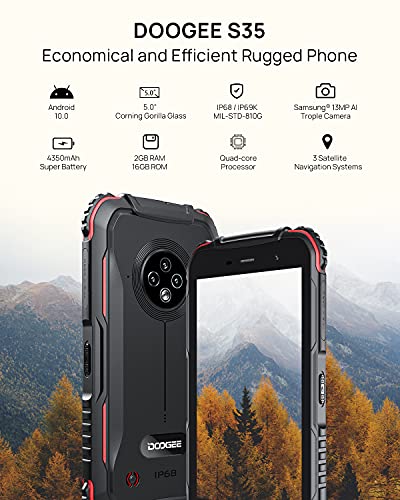 DOOGEE-S35-2021-Movil-Resistente-Smartphone-Telefono-Antigolpes-Agua-y-Golpes-4G-Libre-Android-4350mAh-Bateria-IP68-2GB-RAM-16GB-ROM-13MP-Triple-Camara-50-Corning-Gorilla-Glass-Pantalla-GPS