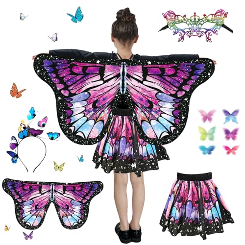 Ali di Farfalla,Ali da Farfalla Bambina,Costume Farfalla Bambina Set,Ali Farfalla Bambina,Mantello Ali Farfalle,Mantello Ali Farfalla,Farfalla Fata Ali,per Carnevale,Carnevale,Festa a Tema