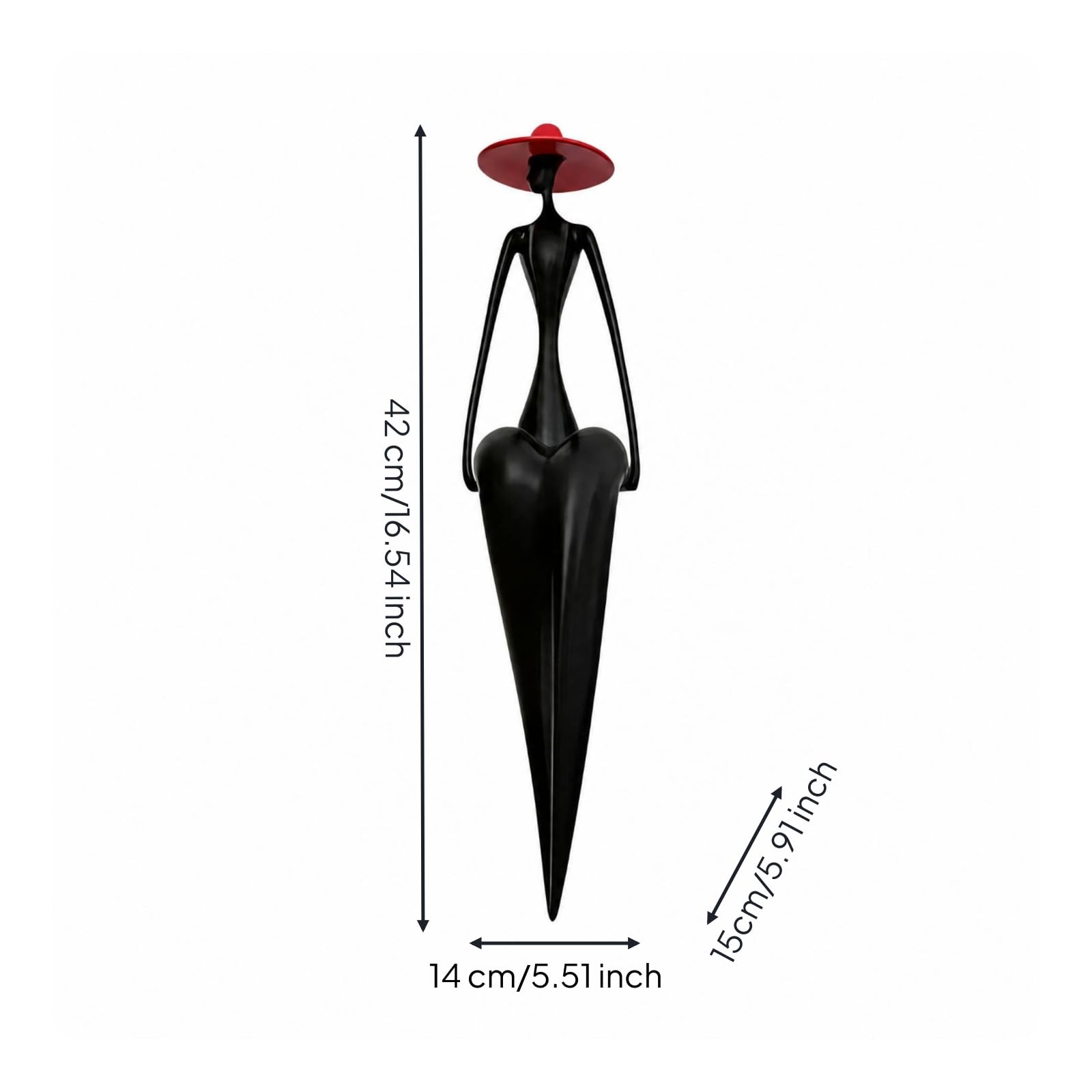 Figura Decorativesina Negra Elegante, Abstracto, Adorno Mujer con Cuerpo Alargado, parecibidor, S