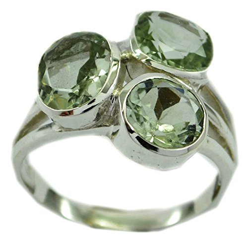 Bague améthyste verte véritable argent 925 mixte femme taille H Z