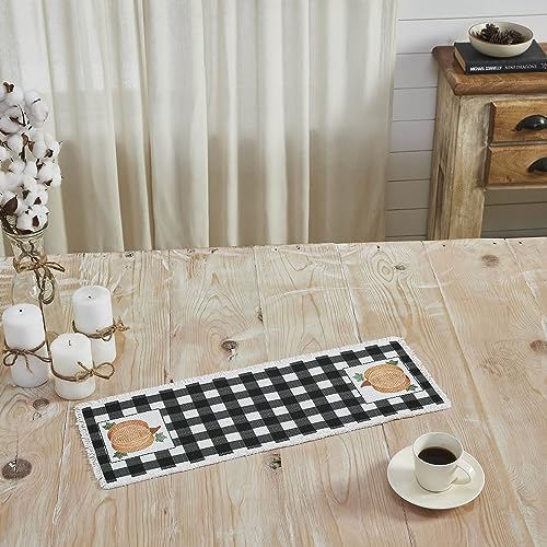 VHC-Brands-Annie-Black-Check-Pumpkin-Seasonal-Fall-Autumn-Thanksgiving-Halloween-Decor-for-Kitchen-Dining-Room-Party-Gifts-Table-Runner-8×24 VHC Brands Annie Black Check Pumpkin Seasonal Fall Autumn Thanksgiving Halloween Decor for Kitchen Dining Room Party Gifts Table Runner 8×24