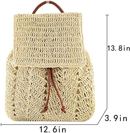 Goclothod Fashion Straw Backpack for Women Drawstring Shoulder Bag Bohemian Beach Handbags - Image 2