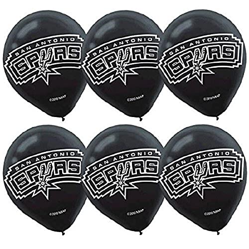 Amscan San Antonio Spurs Latex Balloons | Black - 12' | Pack of 6