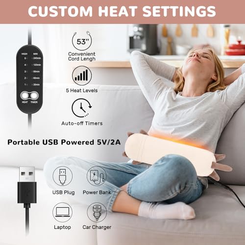 Image of Cat Heating Pad for Period Cramps Menstrual Pain Relief, Portable Electric Heat Pads USB Powered, Cute Stuff Cats Stuffed Animals Funny Gifts for Women Teen Girls Cat Lovers Birthday Easter Christmas