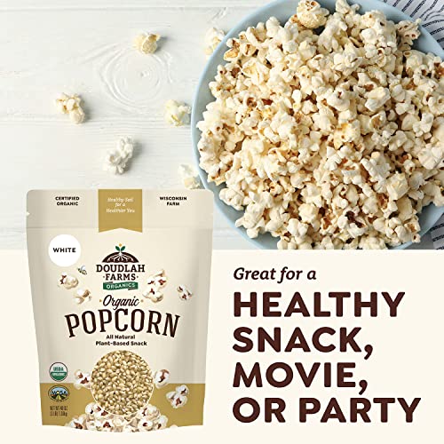Organic White Popcorn Kernels UnPopped 3lb by Doudlah Farms - Gluten-Free, Non-GMO, Grown In Wisconsin USA, Pesticide-Free, Chemical-Free, Glyphosate-Free, Farmed From Regenerative Soil