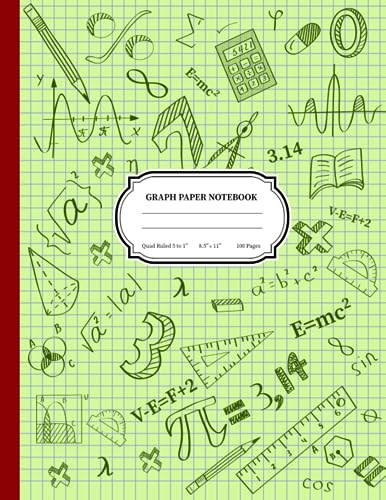 GRAPH PAPER Notebook Larger size 8.5" x 11": SMART MATH Notebook Journal 5 squares to 1"