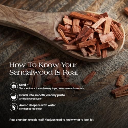 Image of N'CHANT 100% Pure Mysore Sandalwood Log for Face & Skin Care | Original Chandan Stick, Lab Tested | Cooling Ayurvedic Face Pack for Glow & Clear-Looking Skin | Pooja, Tilak & Meditation