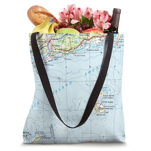 Bolso Tote Vintage con Mapa Marítimo Block Island 1947 miniatura 4
