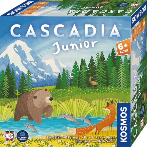 Kosmos 684884 Cascadia Junior, „Spiel des Jahres“ 2022 für Kinder und Familien ab 6 Jahre. Kinderspiel für 1-4 Kinder, Legespiel,