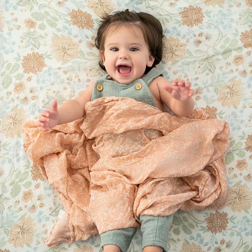 Image of aden + anais Essentials Silky Soft Bamboo Muslin Swaddle, Breathable Baby Blanket, Ideal for Boys, Girls, Newborns, Babies & Infants, Receiving Blanket, Lightweight Wrap, 2 Pack, Victorian Flowers