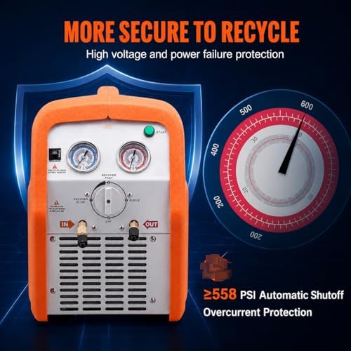 Unidad de recuperación de refrigerante de doble cilindro.Herramienta de reparación de CA de alta velocidad para HVAC automotriz.Sistema de extracto líquido de vapor portátil con protección segura auto