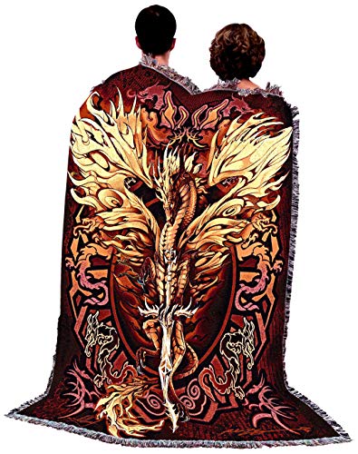 Pure Country Weavers Flame Blade Blanket By Ruth Thompson - Gift Fantasy Dragon Tapestry Throw Woven From Cotton - Made In The Usa (72X54) #TOP2