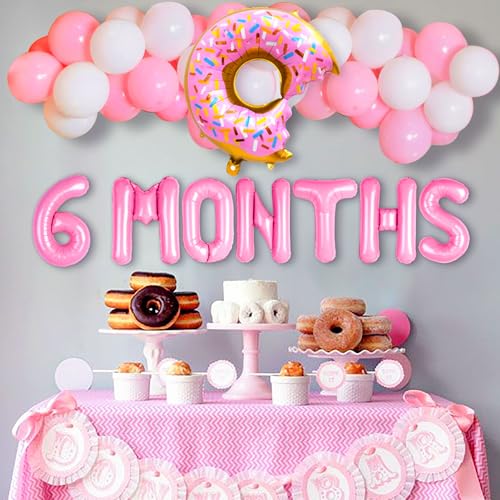 Image of JeVenis Halfway to One Balloons Half Birthday Decoration - 6 Month Donut Half Birthday Party Decorations
