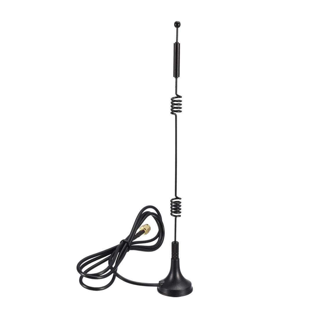 sourcing map sourcing map WiFi Antenna 12dBi RG174 1 Meter Extension Cable RP-SMA Male 2.4/5/5.8GHz Magnetic Base for Bluetooth/Zigbee Antenna