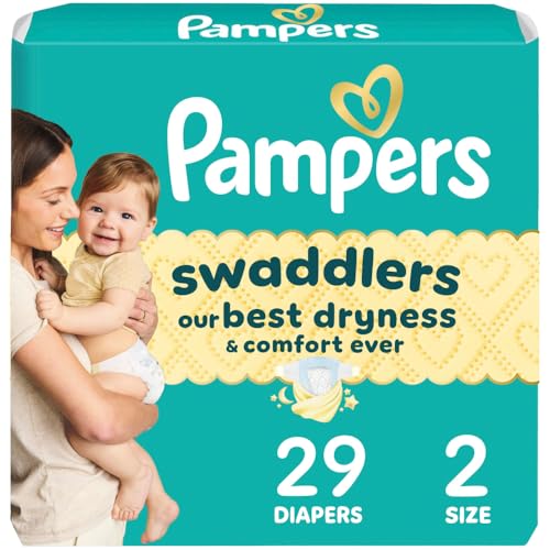 Image of Pampers Swaddlers Diapers, Size 2 (10-22 lbs), 29 Count, Absorbent, Keeps Baby Dry and Comfortable, Skin Safe Disposable Baby Diaper (Packaging May Vary)