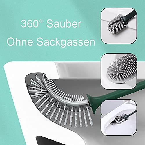 MoreCro® Toiletborstel met houder, Baanbrekende Driezijdige Borstelkop, Siliconen WC-Borstel en Houder, Toiletborstel en… - Image 3