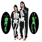 Sincere Party Adult GID Skeleton Onesie Costume for Unisex Men and Women, Cozy and Cool Skeleton Glowing in the Dark Jumpsuit for Halloween, Xmas Parties Large
