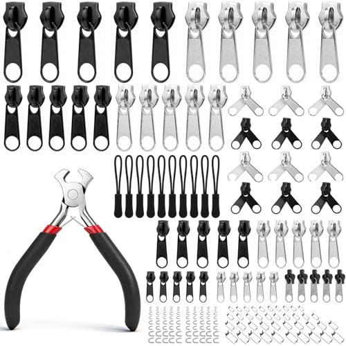 189Stück Reißverschluss Reparaturset Ersatz Reisverschluss-zipper Abnehmbarer Universeller Reißverschlus Reissverschluss-Reparaturset Zipper Repair Kit für Jacke Tasche Mantel (3# 5# 8#10#)