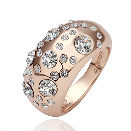Preisvergleich Produktbild LUFA Für Frauen und Damen Einzigartige Fesselnde Kristalllegierungs-Schmuck-Ring Kristall Glitter Zubehör Golden + Crystal White&18mm, + Cristal blanco de oro, 18mm