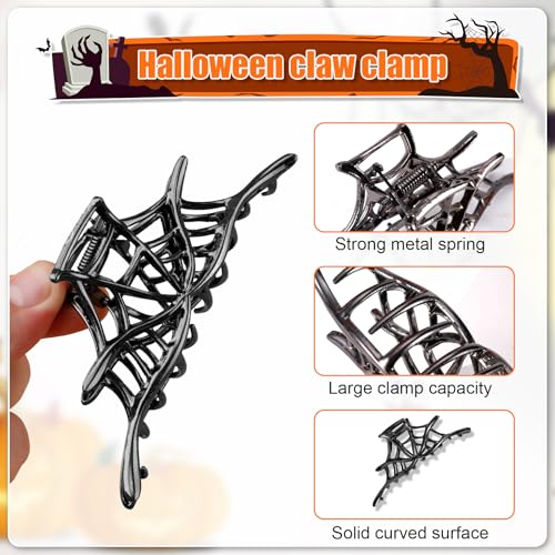 Peutier 1027261 2Pcs Halloween Hair Clips, Black Skeleton Hand & Spider Web Hair Clips Gothic Hair Barrettes Hairpin Hair Accessories thumb #2