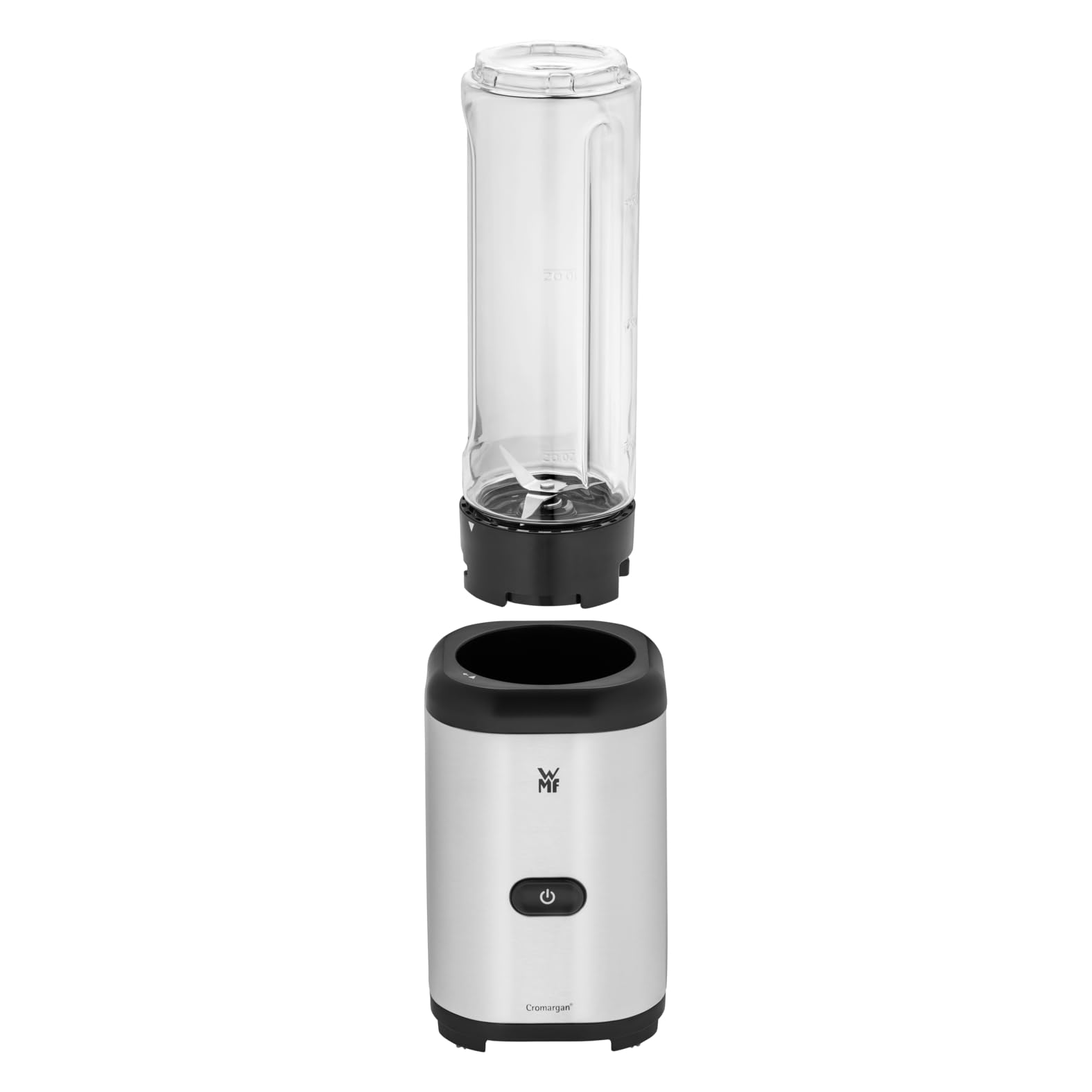 WMF Kult X - Batidora de Vaso Individual Mix & Go Mini, 300 W de 0.6 L de Capacidad y 4 Cuchillas Acero Inoxidable Cromargan, Exterior Acero Inoxidable de Cromargan, depósito de TRITAN libre de BPA