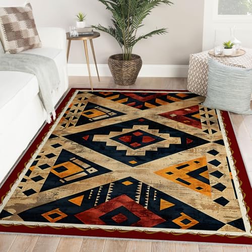 Tapis géométrique triangulaire lavable et antidérapant pour grand salon - 3