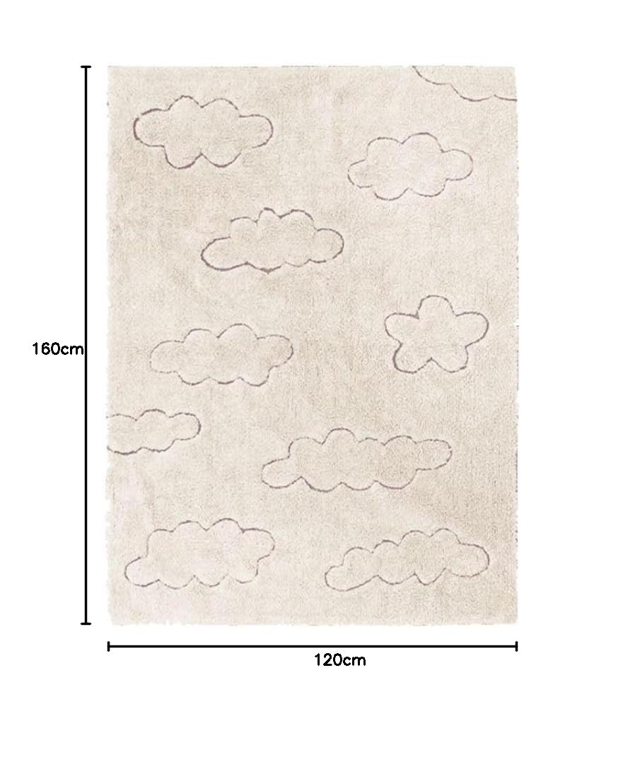Lorena Canals - Waschbarer Teppich für das Kinderzimmer. Kollektion Rugcyled Wolken in Naturfarbe - handgefertigt mit natürlicher Baumwolle und ökologischen Farbstoffen - Größe: 120x160 cm.