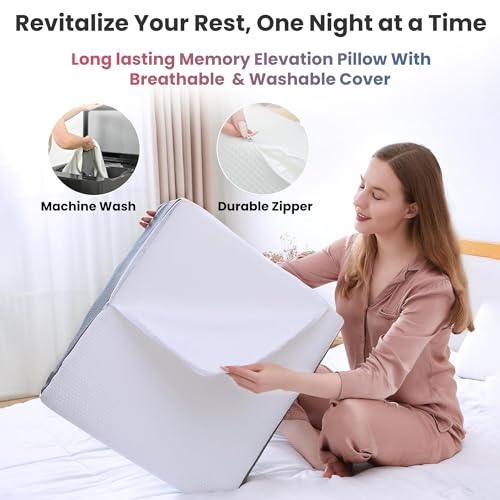 Image of Dr Trust USA Leg Elevation Wedge Pillow for Rest When Sleeping, Varicose Veins, Pain Relief Post Surgery, Pregnancy Swelling Cushion, Orthopedic Elevator Support Back, Knee -363