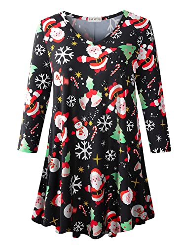 Image of LARACE Tunics 3 /4 Sleeve Plus Size Tops for Women V Neck Loose Fit Flowy Clothing for Leggings