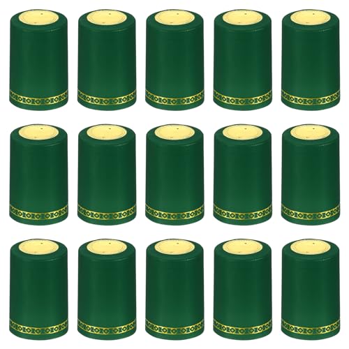 PATIKIL - PATIKIL PVC Heat Shrink Cap for Wine Bottle, 50 Pcs 33x50mm Wine Shrink Wrap Seals Sleeves Caps Shrink Top Cover Flower Pattern for Wine Cellars Home Kitchen Use, Green