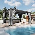 Aoxun Louvered Pergola 12' x 16' Outdoor Aluminum Pergola with Adjustable Top for Decks, Gardens and Backyards, Gray