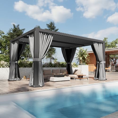 Aoxun Wall Mounted Pergola 10x16 Lean to Pergola Slight Slope Roof image 46