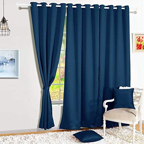 ARTI FASHION Solid Plain Curtains for Blackout Curtains for Living Room and Office,7.5 feet,Set of 3, Blue
