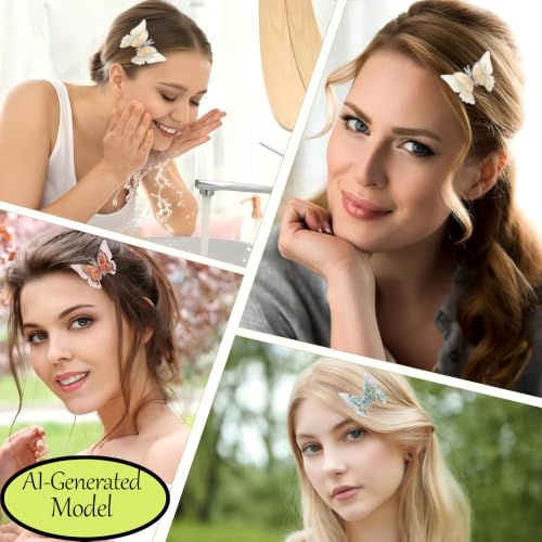 3 piezas pinzas de cabello mariposa móvil brillo 3.15 pulg miniatura 4