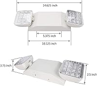 Vista 4 de Accesorios de iluminación de emergencia LED con 2 cabezales, luz de emergencia comercial con batería de respaldo, calificación UL 924 y CEC, voltaje