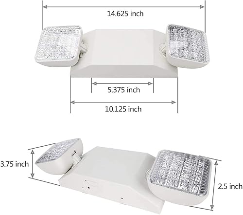 Miniatura 4 de Accesorios de iluminación de emergencia LED con 2 cabezales, luz de emergencia comercial con batería de respaldo, calificación UL 924 y CEC, voltaje