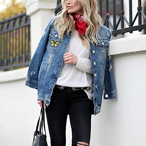 Moldtas 42Pcs Embroidered Flowers Butterfly Iron On Patches Sunflower Daisy Patch For Clothing Sew On Patches Set For Jackets Jeans Bags Clothes Arts Crafts Diy Decoration thumb #3