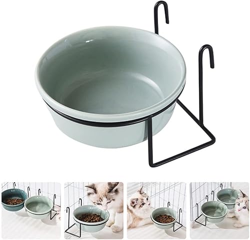 Miniatura 7 de POPETPOP Cajón de comida para gatos, cuencos de cerámica para gatos, jaula, comedero para perros, plato para gatos, soporte para perros, plato para
