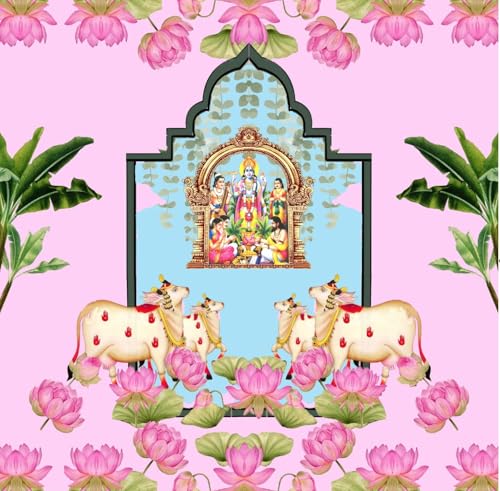 Image of satyanarayana Swamy Pooja Backdrop Cloth |Backdrop Cloth for Pooja Wedding Decoration |Background Decoration Cloth 8 /8 ft (Pink Satyanarayana (8 8 FT) satyanarayanaa Swamy Backdrop clothss