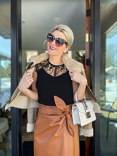 MIHOLL Women's Sleeveless Tops Lace Floral Casual Loose Blouses Tank Shirts4