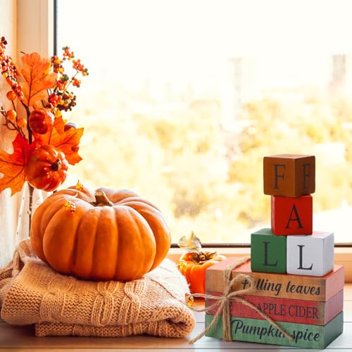 8 Pcs Thanksgiving Decorations Fall Decorations for Home Fall Wooden Pumpkin Decor Blessed Grateful Thankful Thanksgiving Table Signs Centerpiece for Autumn Farmhouse Thanksgiving Party Decor - Image 3